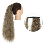 Popxstar Synthetic Corn Wavy Long Ponytail  Hairpiece Wrap on Clip Hair Extensions Ombre Brown Pony Tail Blonde Fack Hair