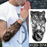 Popxstar New Year's Day Valentine's Day  Waterproof Temporary Tattoo Sticker Forest Lion Tiger Bear Flash Tattoos Women Leopard Wolf Crown Body Art Arm Fake Tatoo Men