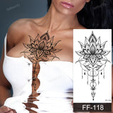 Popxstar fake henna tattoo mandala lotus flowers jewery arabic indian egyptian tattoo sleeve hand finger breast tatoo black waterproof