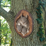 Popxstar Squirrel Tree Hugger Yard Art Outdoor Tree Hole Statues Tree Face Decor Novelty Garden Decoration Outdoor Yard Art Sculpture