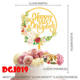 Popxstar Cake Card Insertion Spanish Flower Color Printing Golden Acrylic Birthday Party Cake Decoration