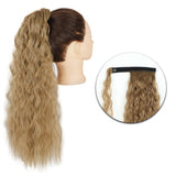 Popxstar Synthetic Corn Wavy Long Ponytail  Hairpiece Wrap on Clip Hair Extensions Ombre Brown Pony Tail Blonde Fack Hair