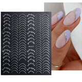 Popxstar French 3D Nail Decals Stickers Stripe Line French Tips Transfer Nail Art Manicure Decoration Gold Reflective Glitter Stickers