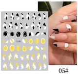 Popxstar French 3D Nail Decals Stickers Stripe Line French Tips Transfer Nail Art Manicure Decoration Gold Reflective Glitter Stickers