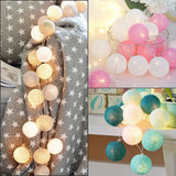 Popxstar 20 LED Cotton Ball String Lights Battery Operated Colorful Garland Fairy Lights for Home Wedding Christmas Party Outdoor Decors