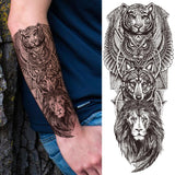 Popxstar Teenagers over Knee Tattoo Men Small Men's TattoosGod Cross Lion Temporary Tattoos For Men Women Realistic Compass Lion Fake Tatoos Forearm Jesus Christ Thigh Tattoo Sticker