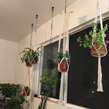 Popxstar Valentine's Day Handmade Flower Hanging Pot Rope Net Macrame Plant Hanger Flower Pot for Home Wall Decoration Courtyard Garden Planter Basket