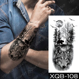 Popxstar New Year's Day Valentine's Day  Waterproof Temporary Tattoo Sticker Forest Lion Tiger Bear Flash Tattoos Women Leopard Wolf Crown Body Art Arm Fake Tatoo Men