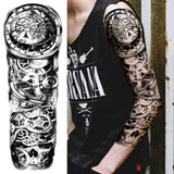 Popxstar Rose Flower Warrior Temporary Tattoos For Women Girl Men Tribal Full Sleeve Lion Tattoo Sticker Fake Black God Tatoos Covers Up