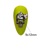 Popxstar 10 Pcs Gold silver Skull 3D Nail Art Decorations,Alloy Halloween Nail Charms Jewelry for Nail Polish Tools QB082-083