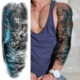 3D Large Flower Rose Temporary Tattoo For Women Men Black Fake Compass Warrior Tattoos Sticker Triangle Full Arm Sleeve Tatoos