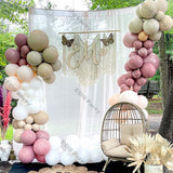 Popxstar Doubled Dust Pink Boho Wedding Engagement Decoration Chrome Rose Gold Nude Balloons Garland Ballon Arch Global Birthday Decor