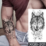 Popxstar New Year's Day Valentine's Day  Waterproof Temporary Tattoo Sticker Forest Lion Tiger Bear Flash Tattoos Women Leopard Wolf Crown Body Art Arm Fake Tatoo Men