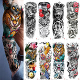 Popxstar New Year's Day Valentine's Day Waterproof Temporary Tattoo Sticker for Men Women Totem Geometric Full Arm Large Size Sleeve Tatoo Fake Tatto Flash Tattoos