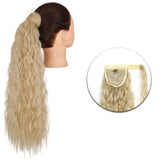 Popxstar Synthetic Corn Wavy Long Ponytail  Hairpiece Wrap on Clip Hair Extensions Ombre Brown Pony Tail Blonde Fack Hair