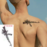 Popxstar Waterproof Temporary Tattoo Sticker black machine gun tatto flash tatoo fake tattoos for men women