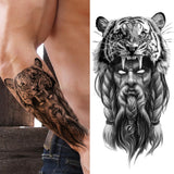 Popxstar Teenagers over Knee Tattoo Men Small Men's TattoosGod Cross Lion Temporary Tattoos For Men Women Realistic Compass Lion Fake Tatoos Forearm Jesus Christ Thigh Tattoo Sticker