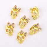 Popxstar 10 Pcs Gold silver Skull 3D Nail Art Decorations,Alloy Halloween Nail Charms Jewelry for Nail Polish Tools QB082-083