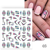 Popxstar Geometric Lines Flowers Leaves 3D Nail Sticker Figure Woman Face Pattern Special Self Adhesive Nail Art Decals Manicures Sliders