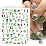 Popxstar Geometric Lines Flowers Leaves 3D Nail Sticker Figure Woman Face Pattern Special Self Adhesive Nail Art Decals Manicures Sliders