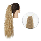 Popxstar Synthetic Corn Wavy Long Ponytail  Hairpiece Wrap on Clip Hair Extensions Ombre Brown Pony Tail Blonde Fack Hair