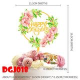 Popxstar Cake Card Insertion Spanish Flower Color Printing Golden Acrylic Birthday Party Cake Decoration