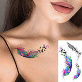 Popxstar Feather Bird 8 Element Pattern Dandelion Temporary Tattoo Sticker Fake Tattoos for Women Men Body Makeup Waterproof Stickers