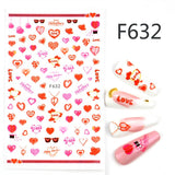 Popxstar Nail 3D Sticker Cool English Letter stickers for nail Foil Love Heart Design Valentines Manicure Decal Water Slide Foil