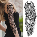 Popxstar Rose Flower Warrior Temporary Tattoos For Women Girl Men Tribal Full Sleeve Lion Tattoo Sticker Fake Black God Tatoos Covers Up