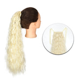 Popxstar Synthetic Corn Wavy Long Ponytail  Hairpiece Wrap on Clip Hair Extensions Ombre Brown Pony Tail Blonde Fack Hair