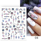 Popxstar Geometric Lines Flowers Leaves 3D Nail Sticker Figure Woman Face Pattern Special Self Adhesive Nail Art Decals Manicures Sliders