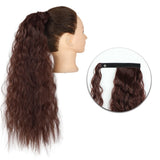 Popxstar Synthetic Corn Wavy Long Ponytail  Hairpiece Wrap on Clip Hair Extensions Ombre Brown Pony Tail Blonde Fack Hair