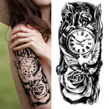 Popxstar Black Forest Tattoo Sticker For Men Women Children Tiger Wolf Death Skull Temporary Tattoo Fake Henna Skeleton King Animal Tatoo