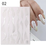 Popxstar French 3D Nail Decals Stickers Stripe Line French Tips Transfer Nail Art Manicure Decoration Gold Reflective Glitter Stickers