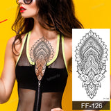 Popxstar fake henna tattoo mandala lotus flowers jewery arabic indian egyptian tattoo sleeve hand finger breast tatoo black waterproof