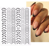 Popxstar French 3D Nail Decals Stickers Stripe Line French Tips Transfer Nail Art Manicure Decoration Gold Reflective Glitter Stickers