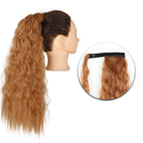 Popxstar Synthetic Corn Wavy Long Ponytail  Hairpiece Wrap on Clip Hair Extensions Ombre Brown Pony Tail Blonde Fack Hair