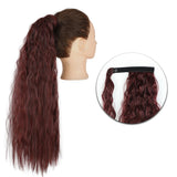 Popxstar Synthetic Corn Wavy Long Ponytail  Hairpiece Wrap on Clip Hair Extensions Ombre Brown Pony Tail Blonde Fack Hair