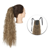 Popxstar Synthetic Corn Wavy Long Ponytail  Hairpiece Wrap on Clip Hair Extensions Ombre Brown Pony Tail Blonde Fack Hair