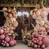 Popxstar Doubled Dust Pink Boho Wedding Engagement Decoration Chrome Rose Gold Nude Balloons Garland Ballon Arch Global Birthday Decor