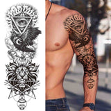 Popxstar Rose Flower Warrior Temporary Tattoos For Women Girl Men Tribal Full Sleeve Lion Tattoo Sticker Fake Black God Tatoos Covers Up