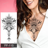 Popxstar fake henna tattoo mandala lotus flowers jewery arabic indian egyptian tattoo sleeve hand finger breast tatoo black waterproof