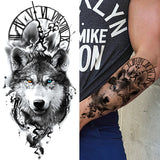 Popxstar Teenagers over Knee Tattoo Men Small Men's TattoosGod Cross Lion Temporary Tattoos For Men Women Realistic Compass Lion Fake Tatoos Forearm Jesus Christ Thigh Tattoo Sticker