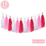 Popxstar 15pcs Rose Gold Paper Tassel Garland Kids Adult Happy Birthday Party Decoration First 1st Baby Boy Girl One Year Banner Supplies