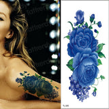 Popxstar Red Color Rose Tatoo Blossom Flower Brand New Fashion Waterproof Temporary Tattoo Sticker Tatoo Girls Tatto Women Fake Henna