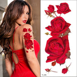 Red Color Rose Tatoo Blossom Flower Brand New Fashion Waterproof Temporary Tattoo Sticker Tatoo Girls Tatto Women Fake Henna