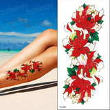 Popxstar Red Color Rose Tatoo Blossom Flower Brand New Fashion Waterproof Temporary Tattoo Sticker Tatoo Girls Tatto Women Fake Henna