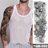 Popxstar Large Arm Sleeve Tattoo Lion Crown King Rose Waterproof Temporary Tatoo Sticker Wild Wolf Tiger Men Full Skull Totem Tatto