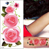 Popxstar Red Color Rose Tatoo Blossom Flower Brand New Fashion Waterproof Temporary Tattoo Sticker Tatoo Girls Tatto Women Fake Henna