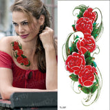 Popxstar Red Color Rose Tatoo Blossom Flower Brand New Fashion Waterproof Temporary Tattoo Sticker Tatoo Girls Tatto Women Fake Henna